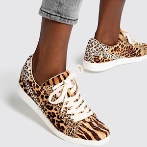 DOLCE VITA Nino Genuine Fur Printed Calf hair Sneakers in Tiger/Leopard 6.5 NWT